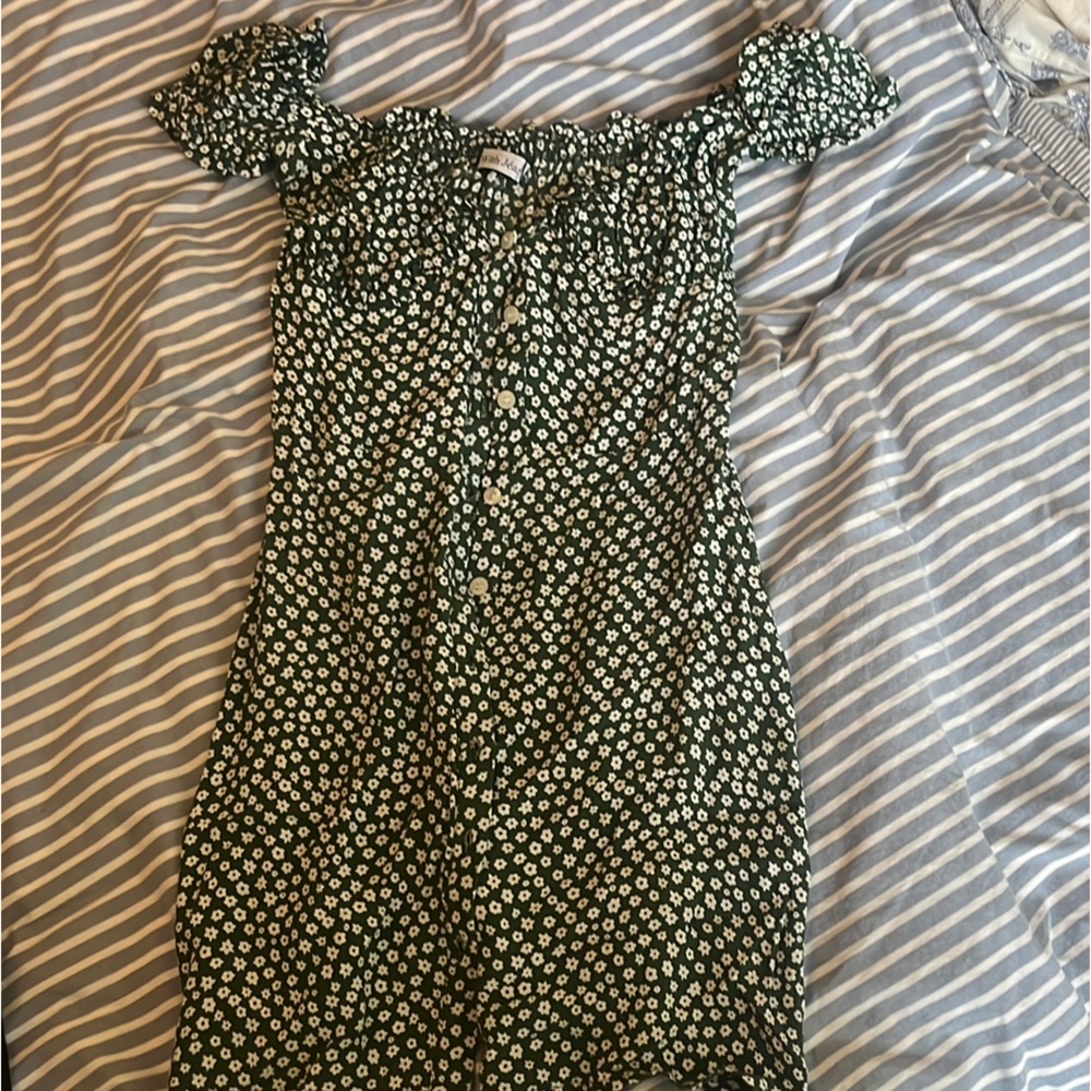 With Jean Floral Green Mini Dress